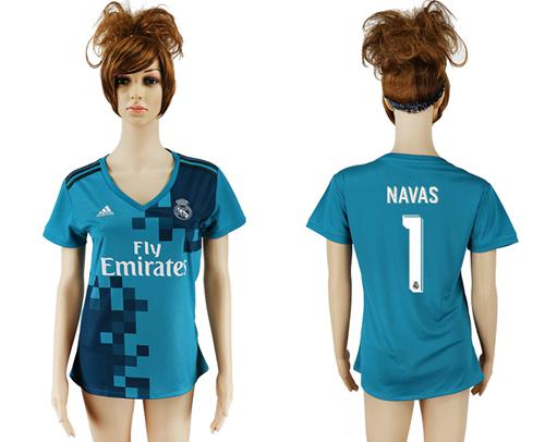 Women's Real Madrid #1 Navas Sec Away Soccer Club Jersey